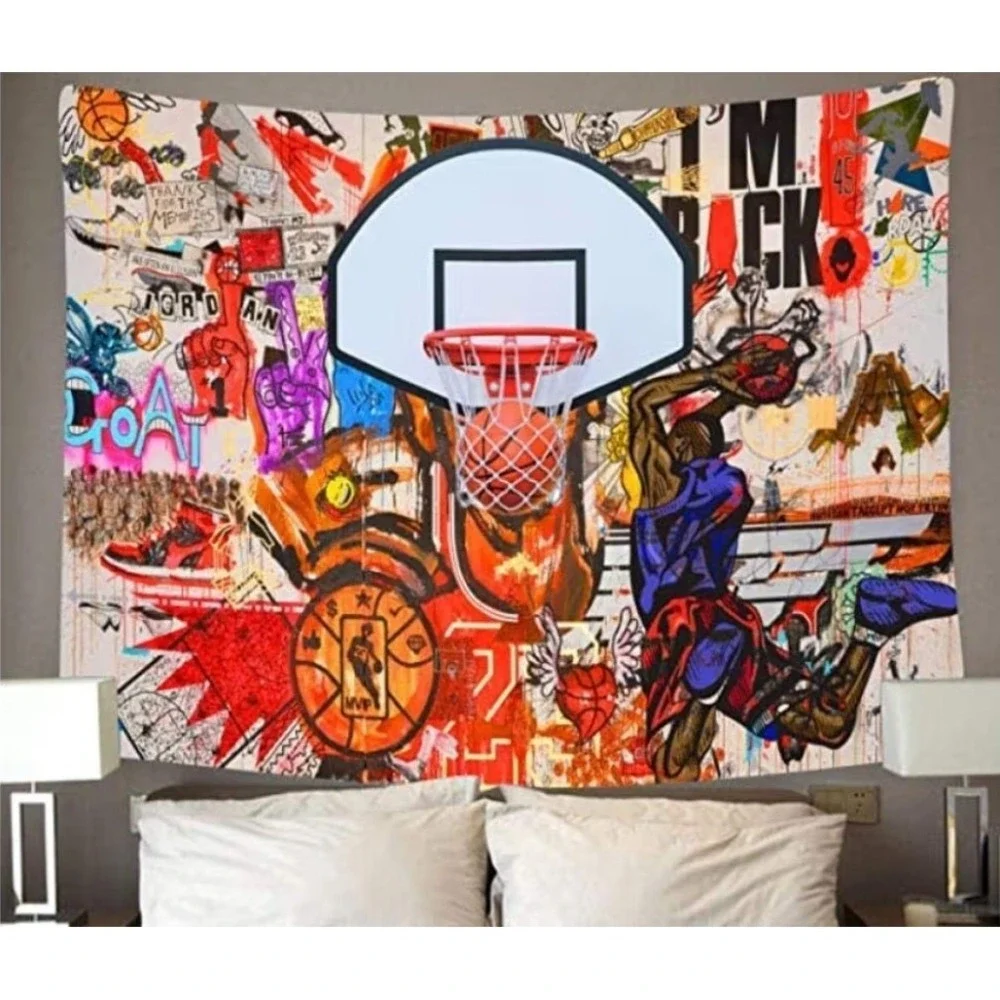 Basketball Tapestry Street Graffiti Wall Art MVP Dunk Sports 40